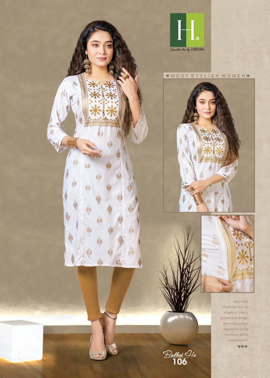 Hirva Badhai Ho Printed Regular Wear Kurtis Collection